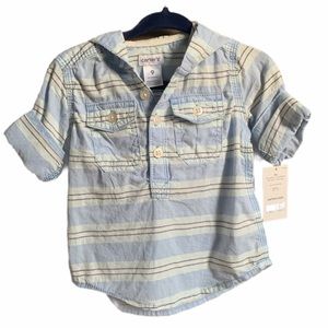 Hooded Striped Henley Tunic